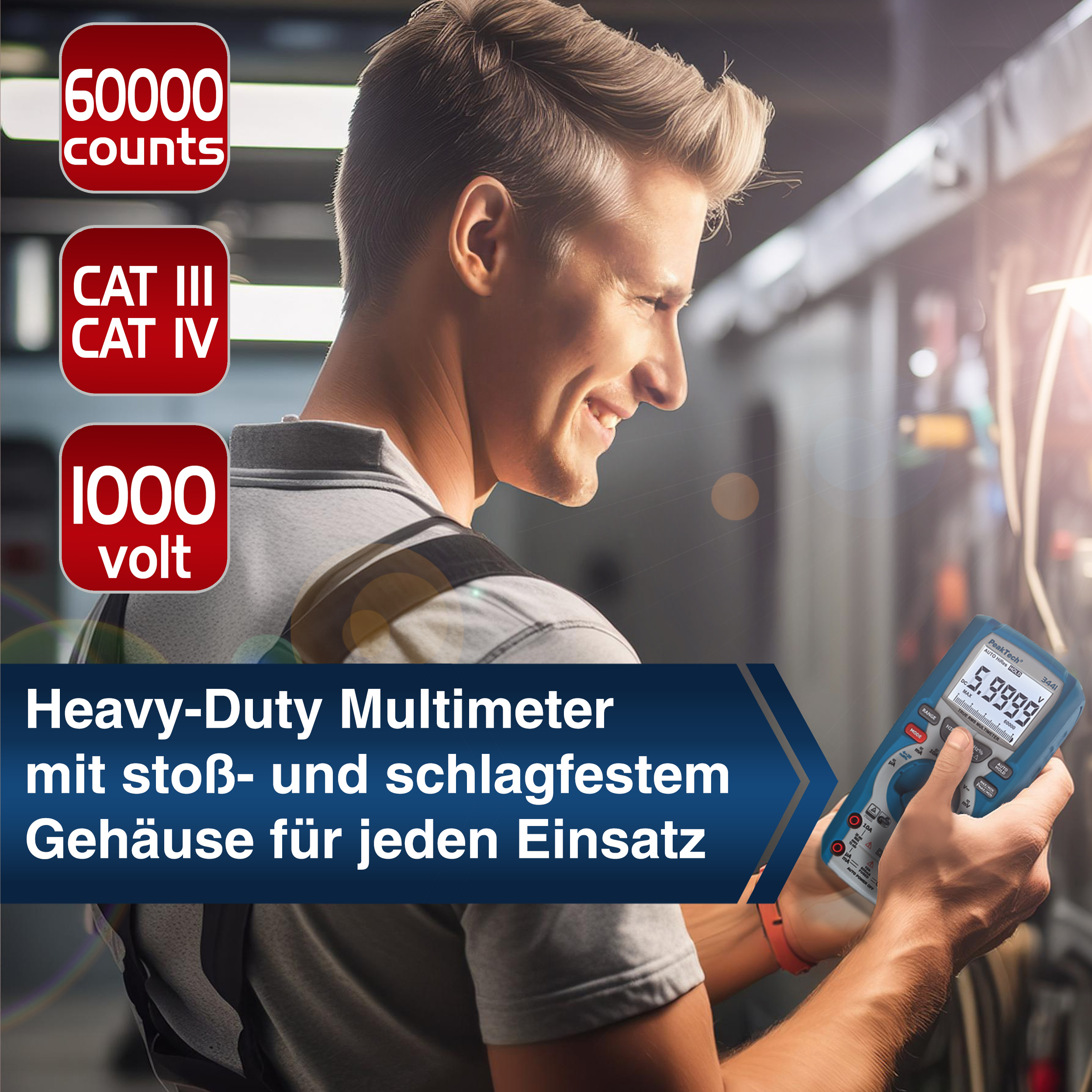 «PeakTech® P 3441» Multímetro Digital TrueRMS ~ 60.000 Counts ~ 1000V AC/DC
