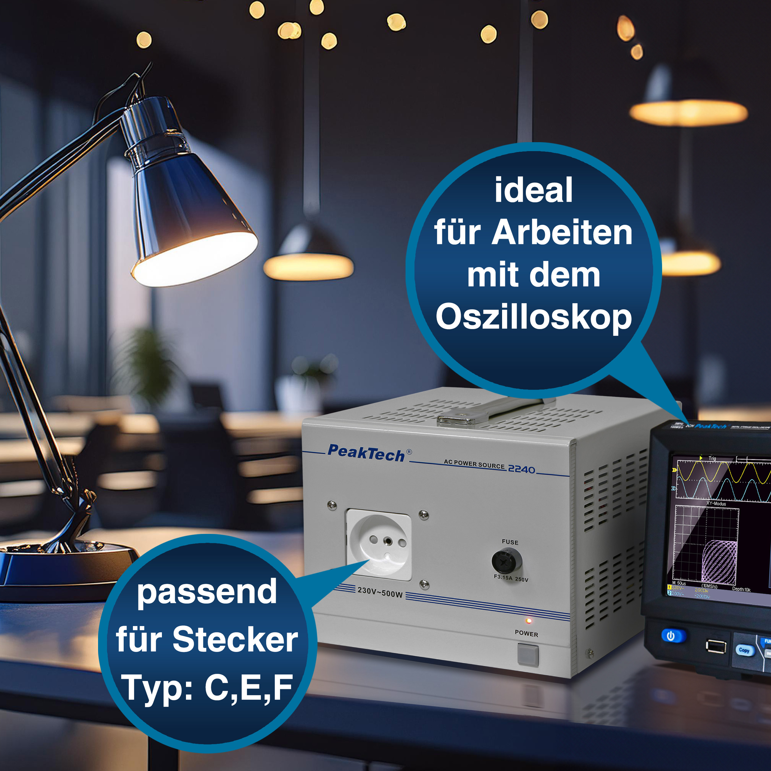 «PeakTech® P 2240» Isolating transformer, 230 V, 500 W.