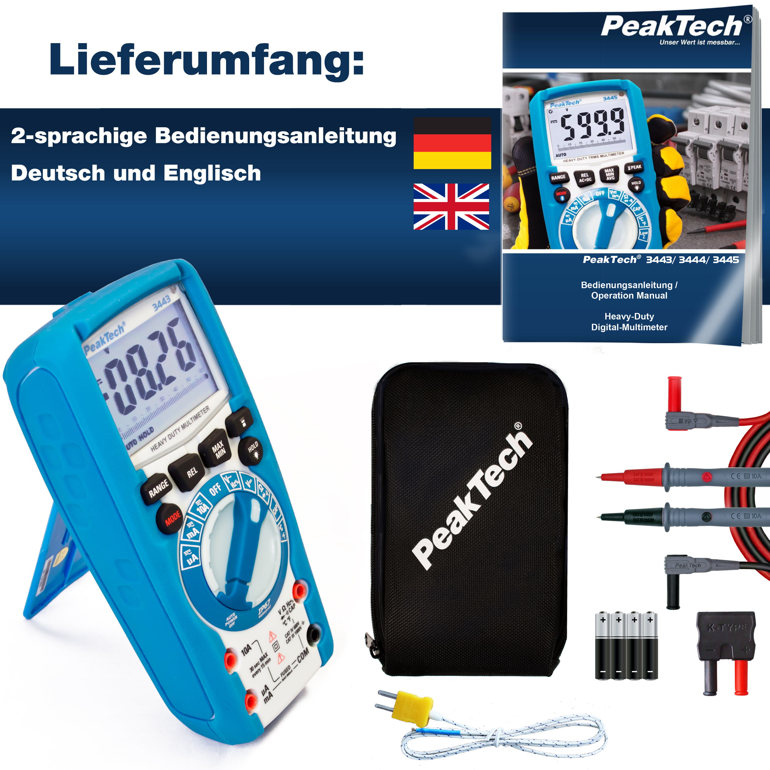 «PeakTech® P 3443» Multimetr cyfrowy 6 000 zliczeń, IP67