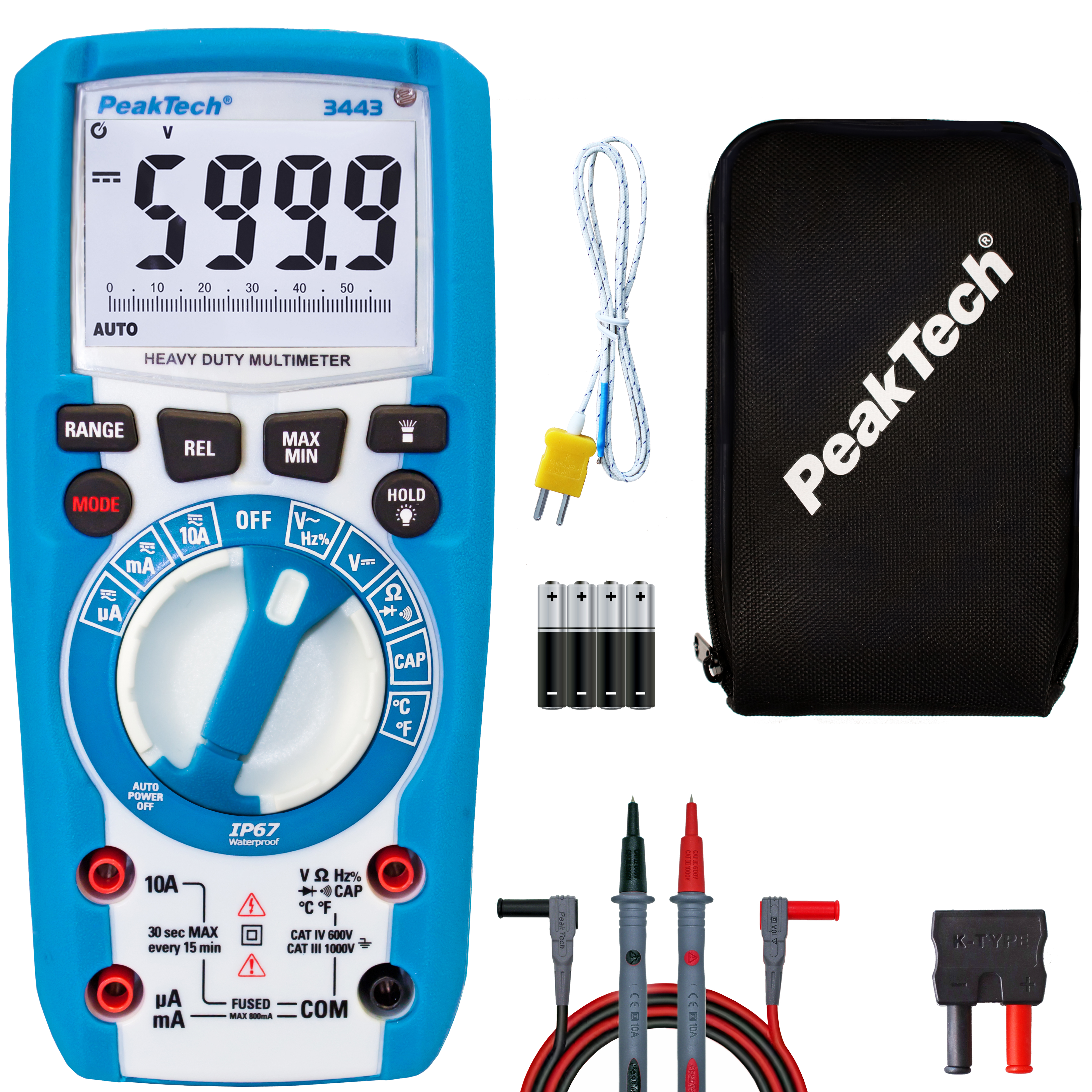 «PeakTech® P 3443» Multimetr cyfrowy 6 000 zliczeń, IP67