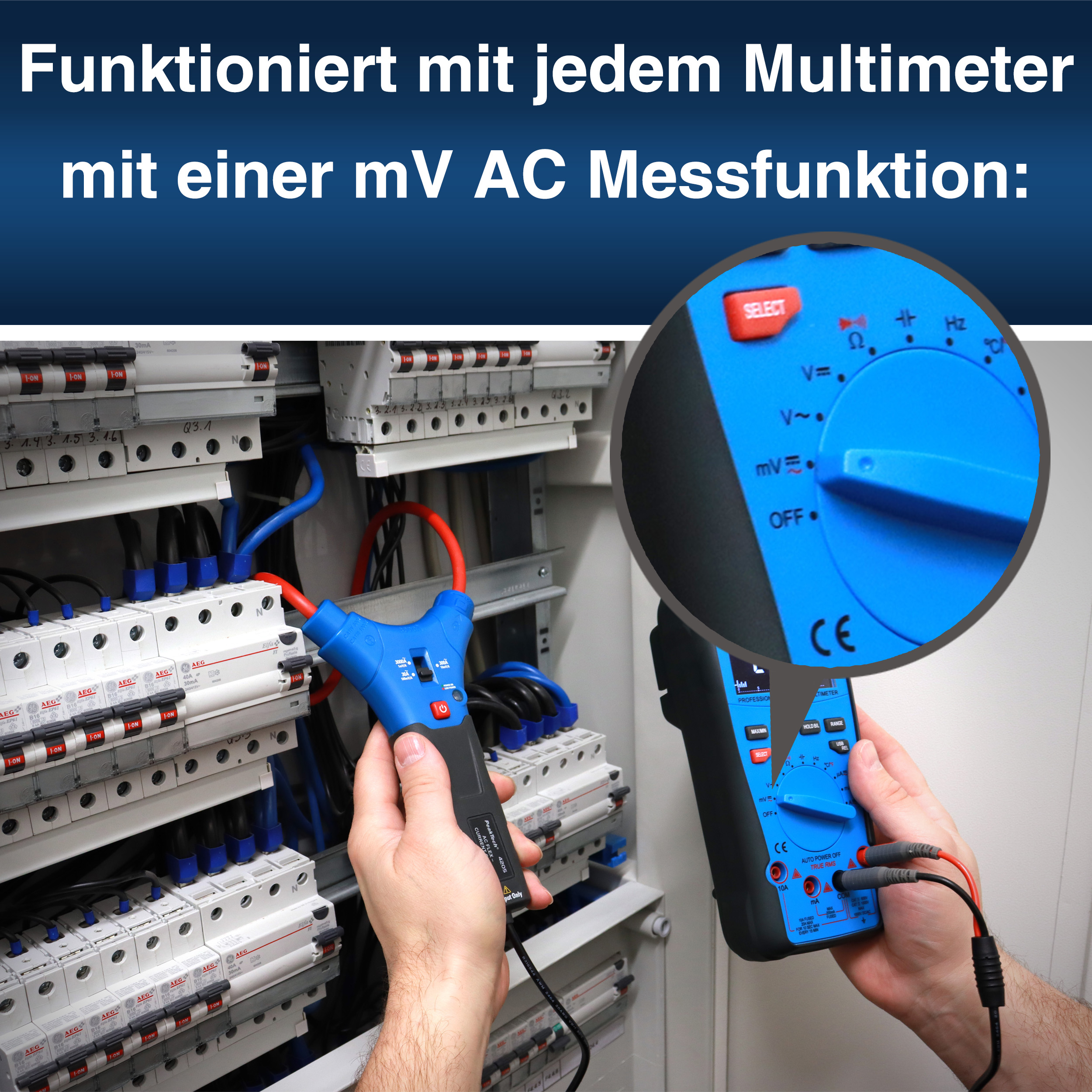 «PeakTech® P 4205» Flexible current clamp 3000 A AC with 4 mm plug