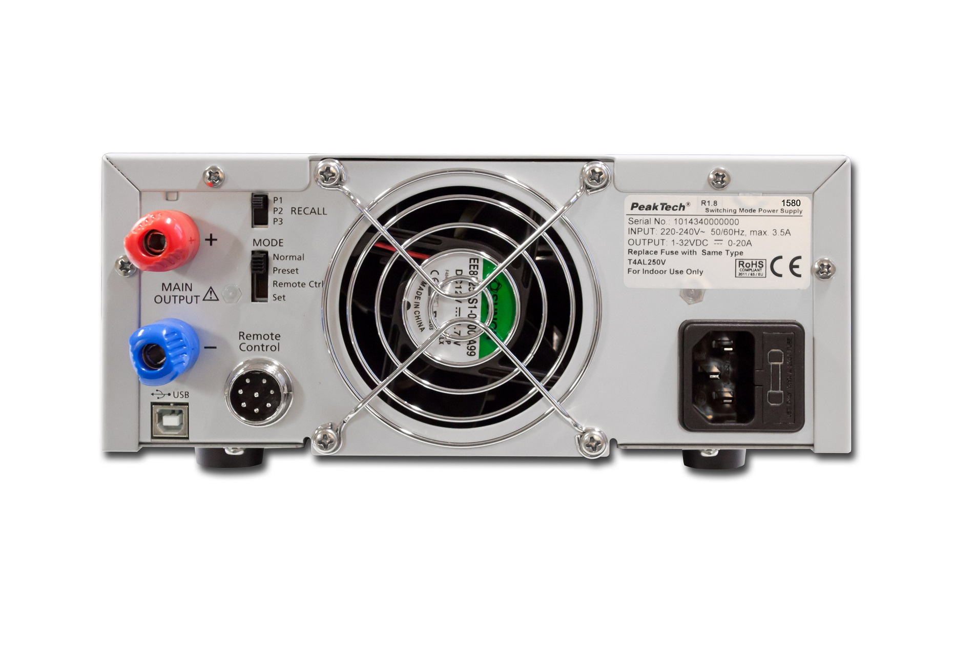 «PeakTech® P 1580» Laboratory power supply DC 1 - 32V / 0 - 30A & USB