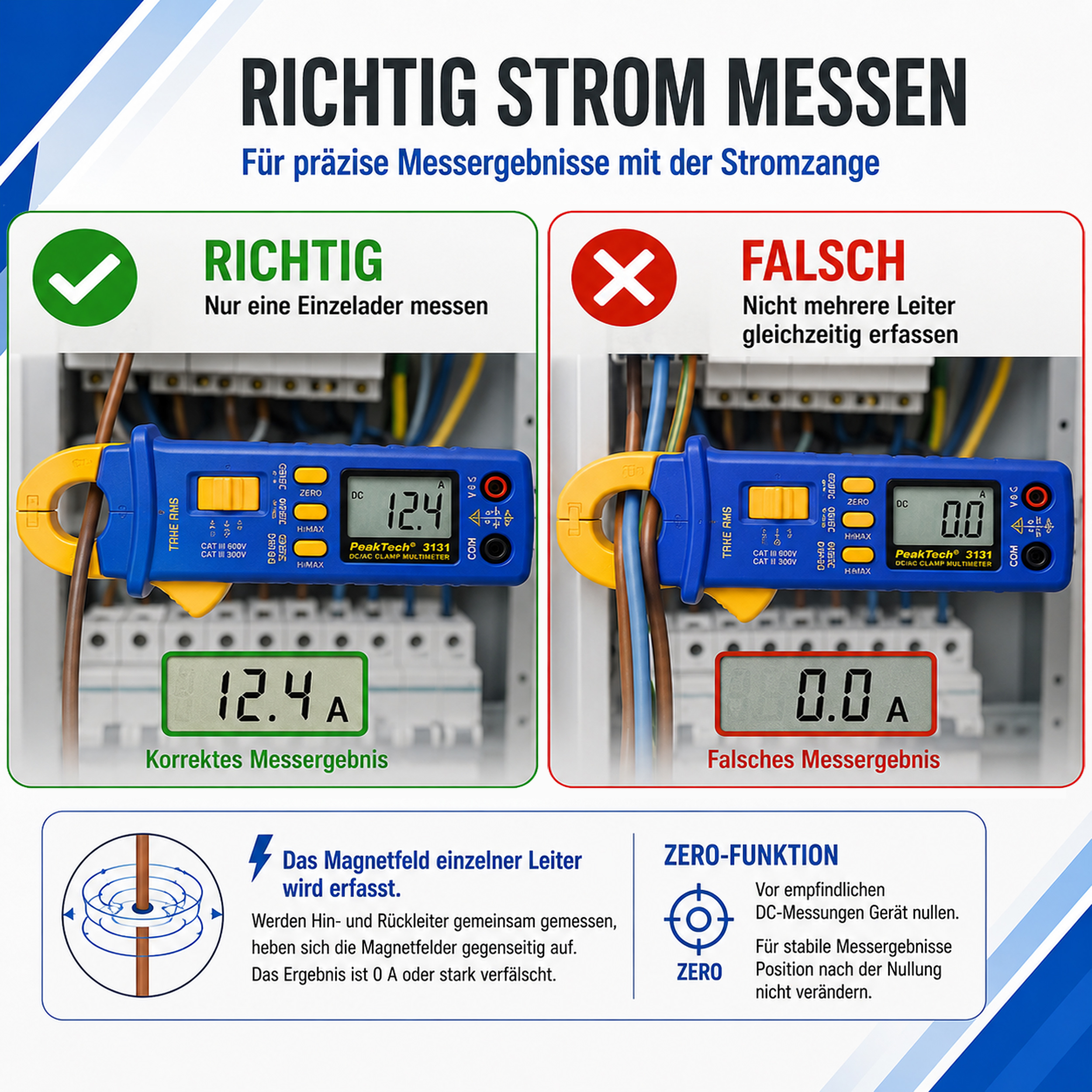 «PeakTech® P 3131» True RMS clamp meter, 4,000 counts